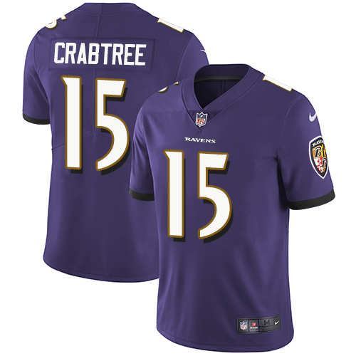 Nike Ravens #15 Michael Crabtree Purple Team Color Youth Stitched NFL Vapor Untouchable Limited Jersey - Click Image to Close